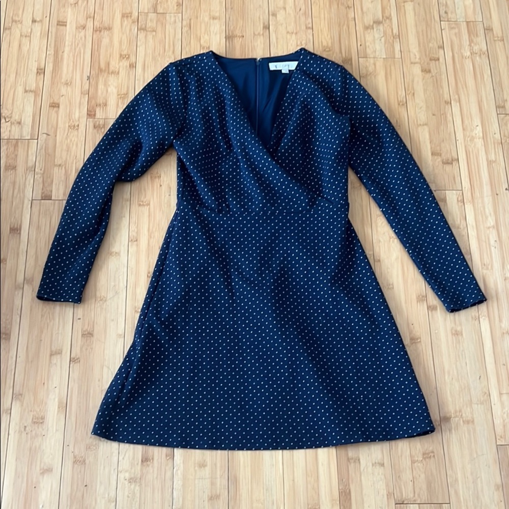LOFT Blue A-Line Long Sleeve Wrap Dress
